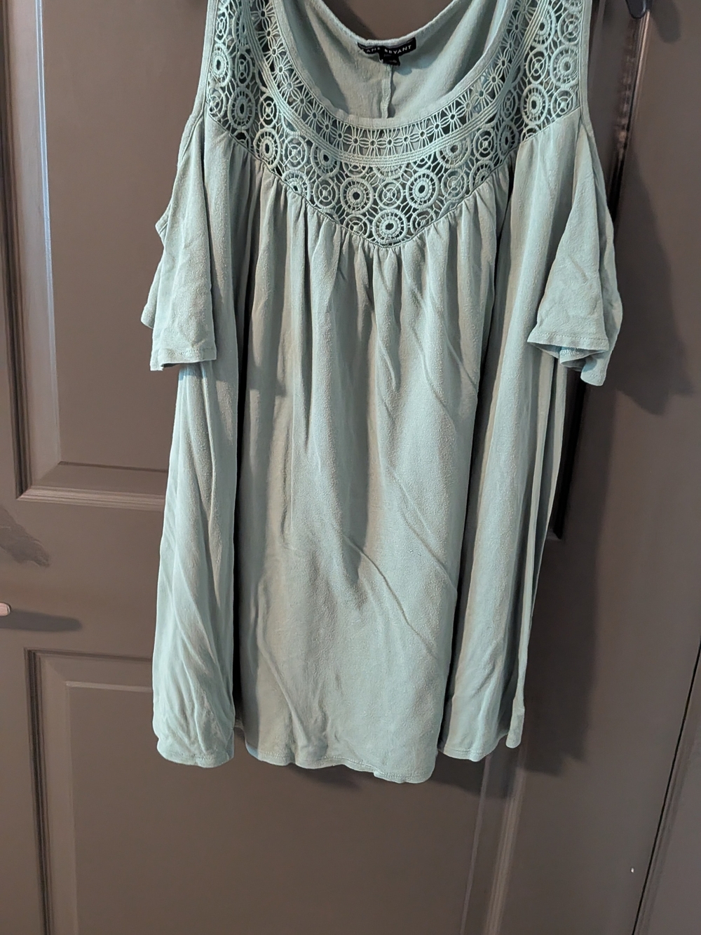 Lane Bryant Mint Green Crochet-Yoke Midi Top